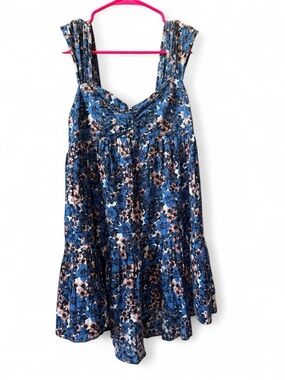 Free People Blue Floral Sundress/ or Tank Top with Wide Straps